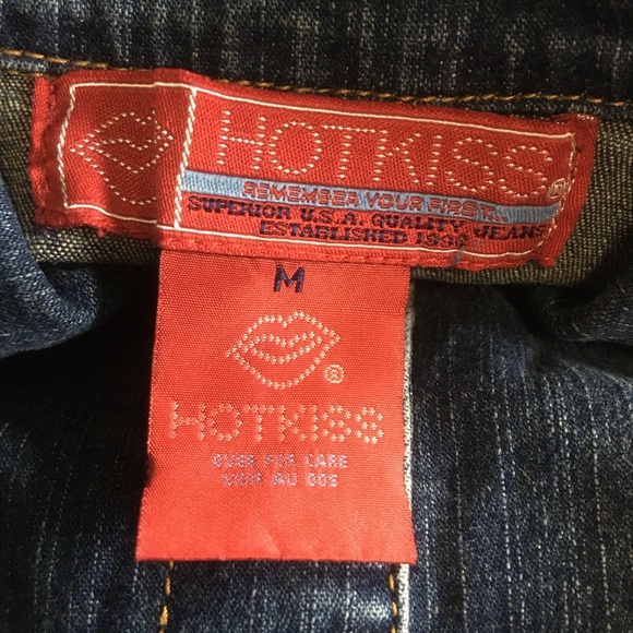 VINTAGE Y2K 🔥 HOTKISS DENIM SNAP BUTTON FLORAL EMBROIDERED STRETCH DENIM DRESS - Picture 5 of 7